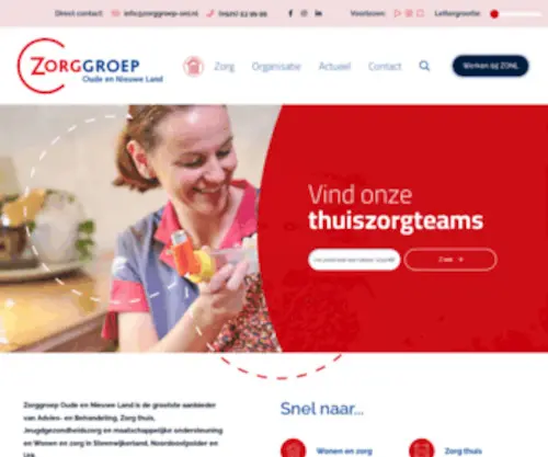 Zorggroep-ONL.nl(Zorggroep Oude en Nieuwe Land) Screenshot