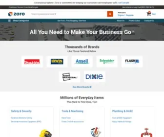 Zorotools.com(Zoro Tools Industrial Supplies) Screenshot