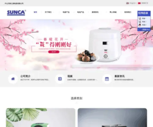 ZS-Sunca.com(中山市新之源电器有限公司) Screenshot