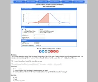 Zscorecalculator.com(Z Score Calculator) Screenshot
