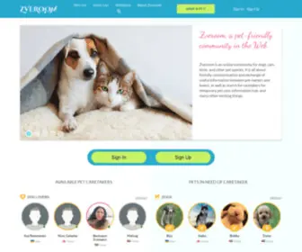 Zveroom.com(Zveroom, a pet-friendly community for cats, dogs, birds, fishes, and their owners) Screenshot