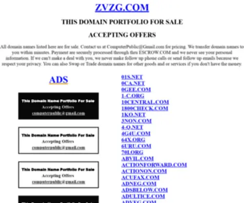 ZVZG.com(Sell/Buy/Trade/Barter/Swap/Rent) Screenshot