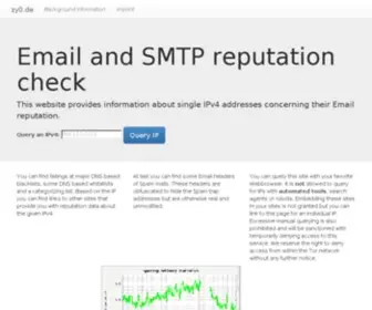 ZY0.de(Email and SMTP reputation check) Screenshot