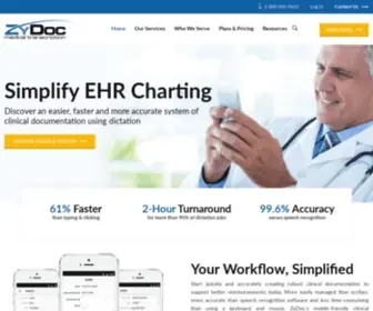 Zydoc.com(Transcription Application with EHR Integration) Screenshot