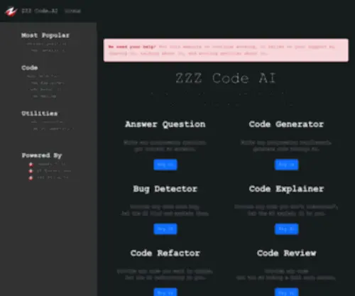 ZZZcode.ai(FREE Online AI Tools for Coding) Screenshot
